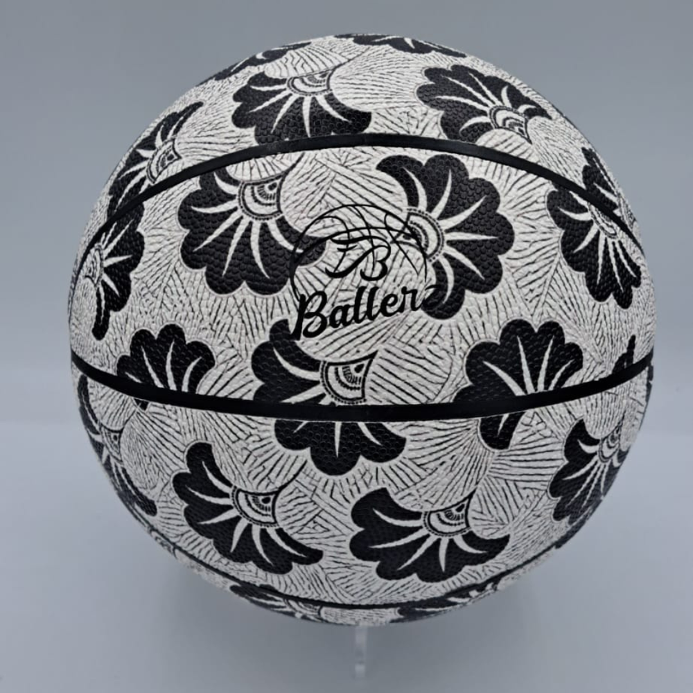Ballon de basket Wax fleurs de mariage N&B