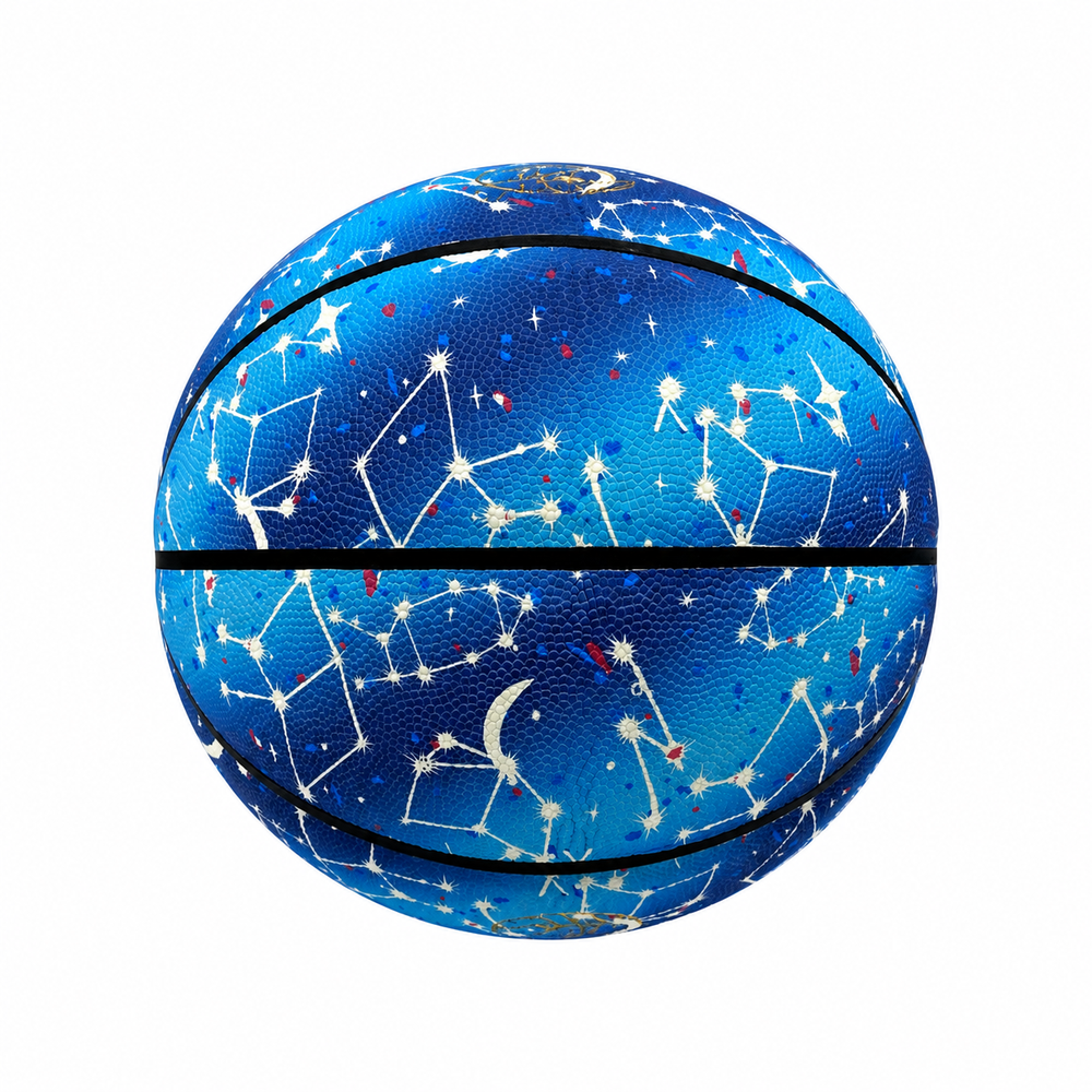 Ballon de basket lumineux étoilé bleu