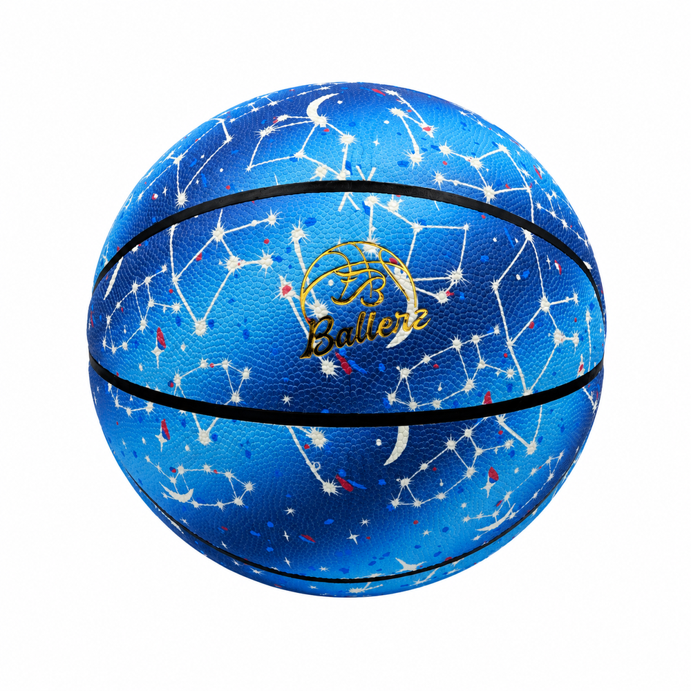 Ballon de basket lumineux étoilé bleu